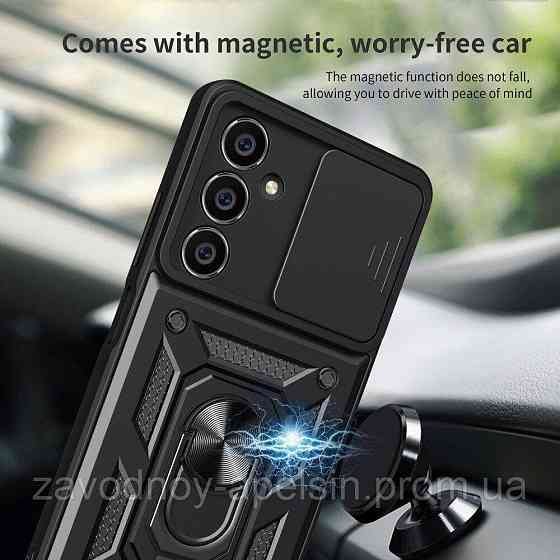 Samsung A26 A266 Чехол противоударный Шторка+кольцо (черный) Одесса