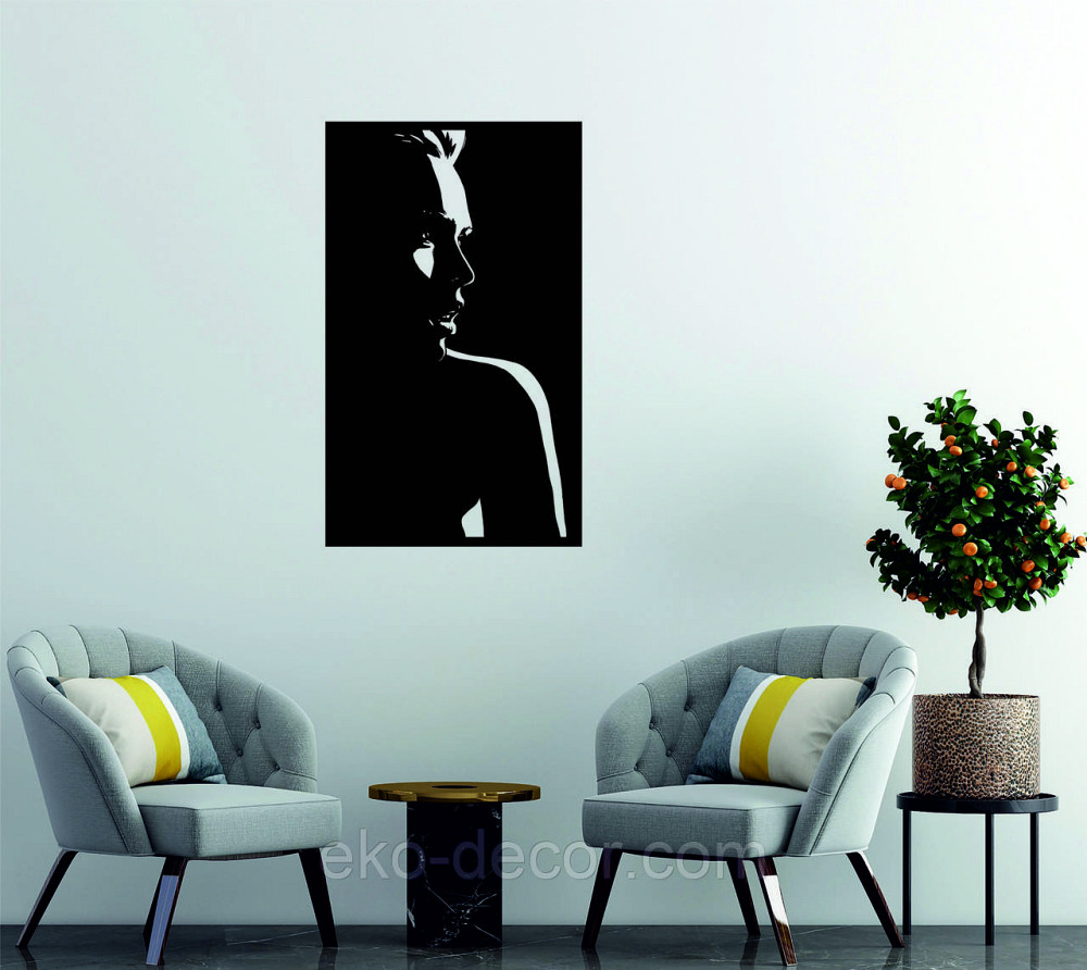 Декоративное настенное Панно «Девушка» Декор на стену 70*42 см, Черный Киев - изображение 1