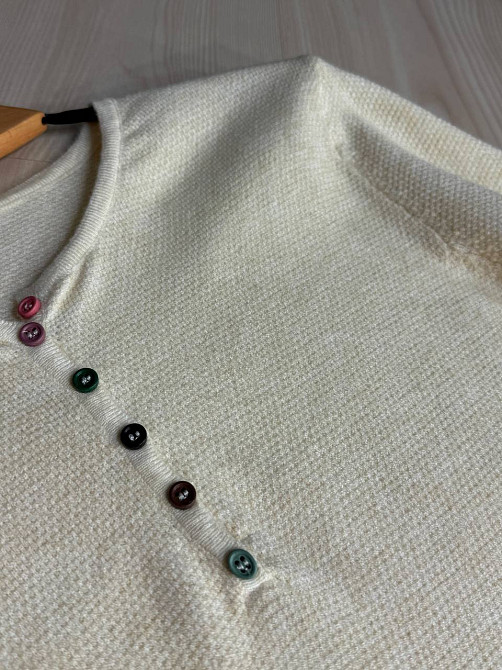 Свитер женский A-N 02493 букле с пуговицами тонкий и теплый базовый, молочний, one size Киев - изображение 2