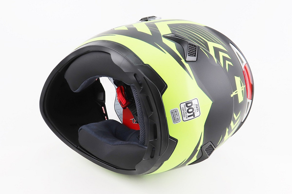 Шолом інтеграл, закритий (сертифікація DOT)+відкидні окуляри BLD-М61 M (57-58см), ЧОРНО-ЖОВТИЙ (флуоресцентний) Київ - фото 2