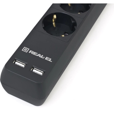 Сетевой фильтр питания REAL-EL REAL-EL RS-6 PROTECT USB, 5m, black (EL122300018) Винница - изображение 3