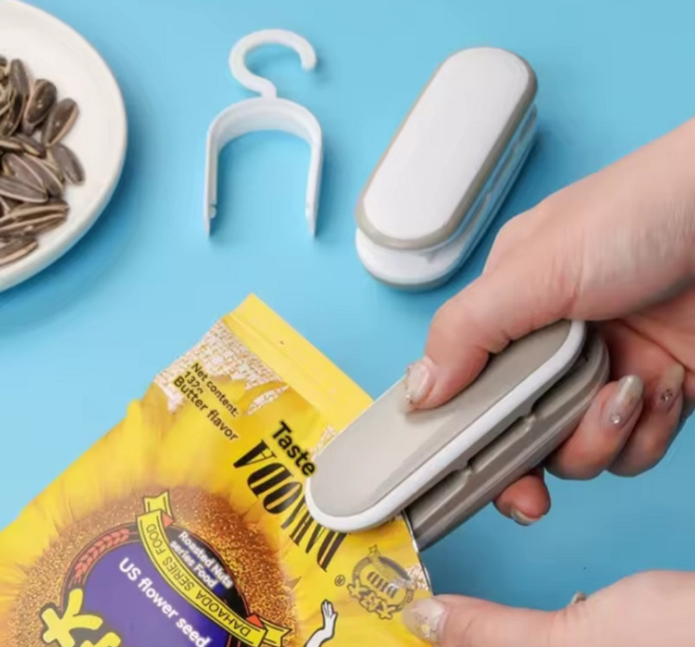 Термо-запайщик мини для пакетов 2 в 1 с ножом 10 см серый с белым Киев - изображение 10