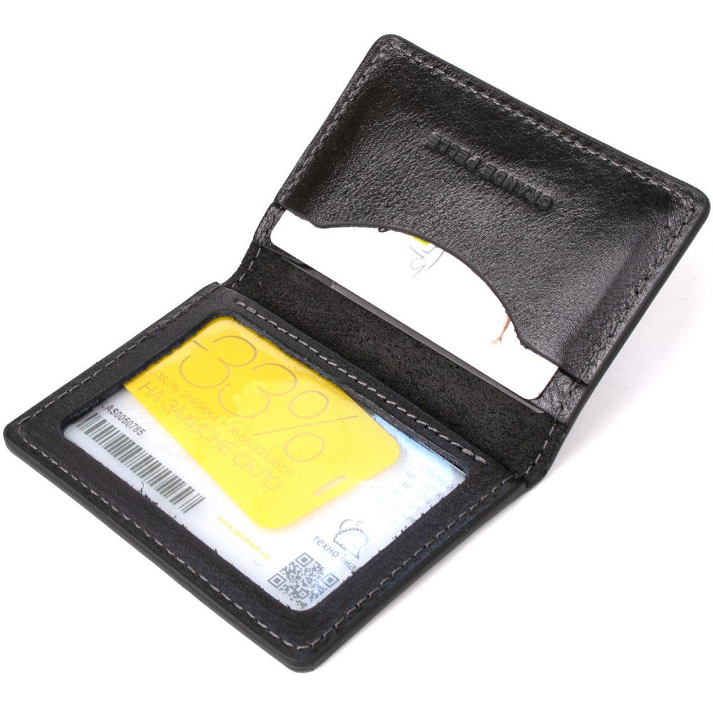 Кожаная визитница GRANDE PELLE 11487 Черный Киев - изображение 5