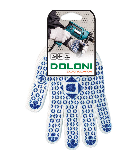 Doloni рукавички захисні трикотажні з ПВХ малюнком, розмір 10, Універсал 520 Рівне - фото 3