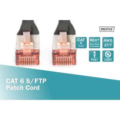 Патч-корд 0.25м, CAT 6 S-FTP, AWG 27/7, LSZH, Black Digitus (DK-1644-0025/BL) Вінниця