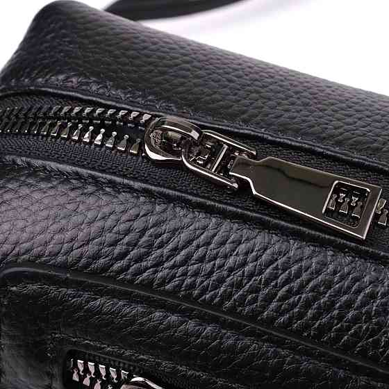 Модна жіноча сумка з натуральної шкіри з актуальним декором Vintage 22922 Чорний Київ