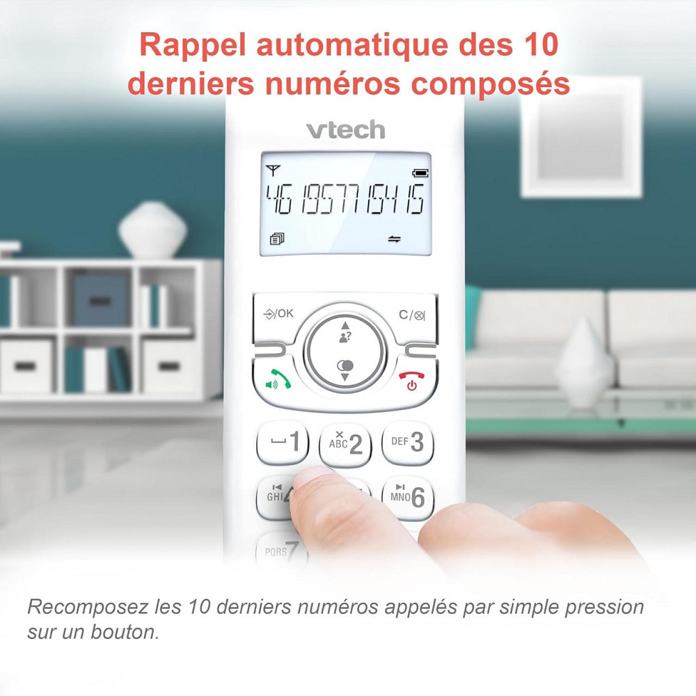 Телефон DECT VTech CS1551 білий 2 трубки з автовідповідачем 15 хв, блокування номерів, ID, гучний зв'язок, зарядка Київ - фото 4