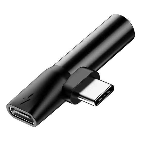 Кабель-переходник Baseus L41 Type-C(input) for Type-C female connectors+3.5 mm female Black Одесса
