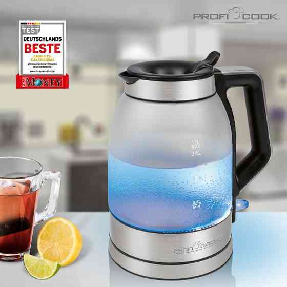Електричний чайник скляний 1.7 літрів з підсвічуванням Profi Cook PC-WKS (1215) 2200 Вт Нововолинськ