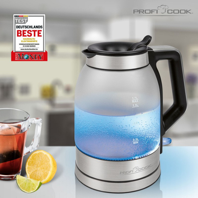 Электрический чайник стеклянный 1.7 литров с подсветкой Profi Cook PC-WKS (1215) 2200 Вт Нововолынск - изображение 5
