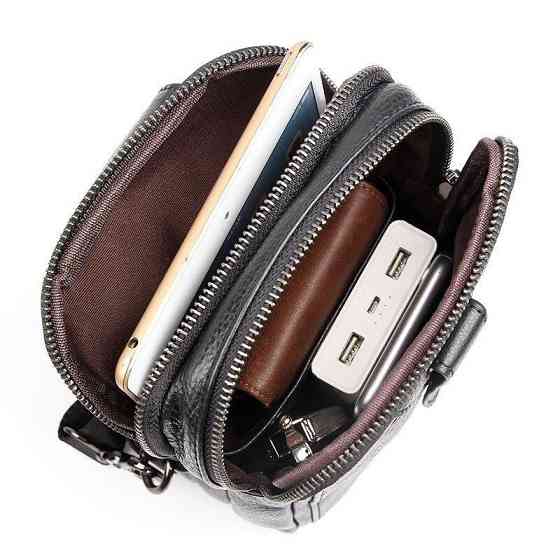 Сумка мужская кожаная в зернистой коже через плечо Черная (Vintage) Киев