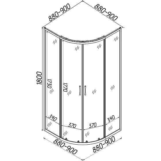 Душова кабіна півкругла без піддона WISLA N90FS (N90) BRAVO (1уп.) Київ