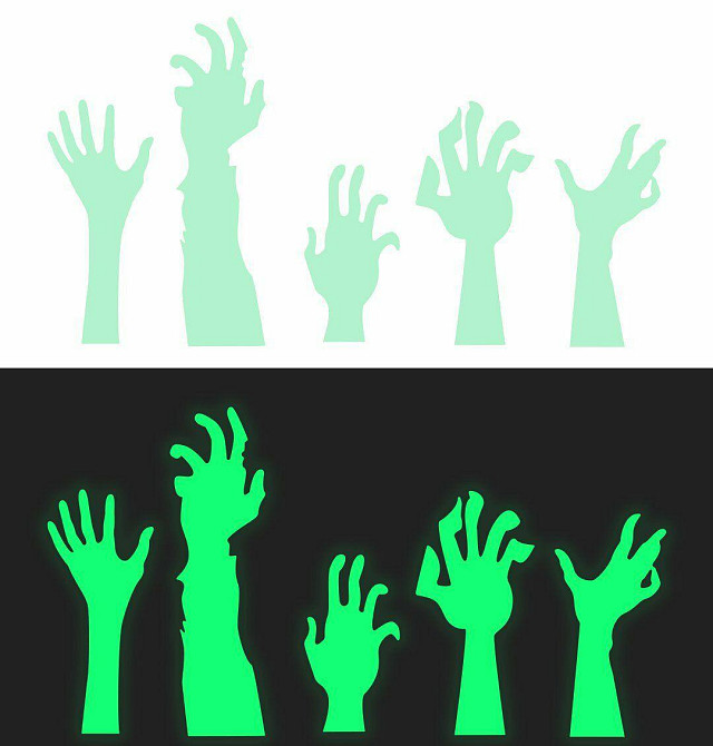 Наклейки на Хэллоуин Руки фосфорные 30 на 30 см салатовый Киев - изображение 4