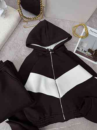 Жіночий теплий костюм із якісної тринитки на флісі Шоколадний, 46/48 Одеса