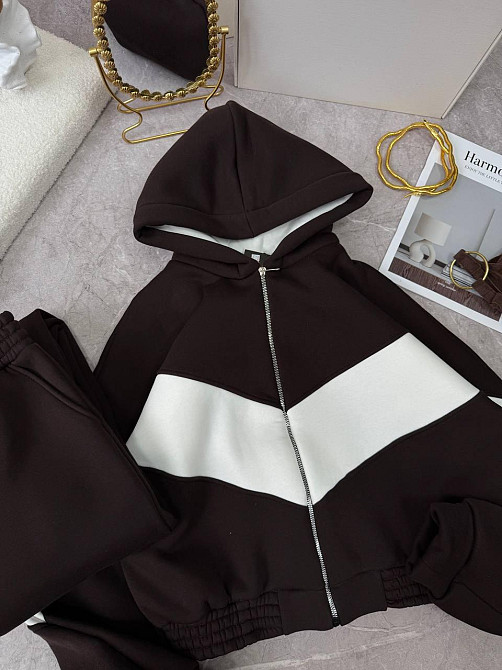 Женский теплый костюм из качественной тринитки на флисе Шоколадный, 46/48 Одесса - изображение 2