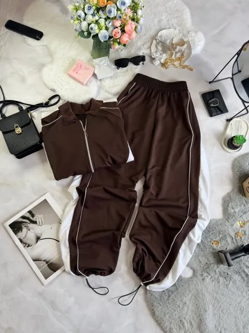 Жіночий спортивний костюм двонитка з блискавкою та регульованими штанами Одеса - фото 8