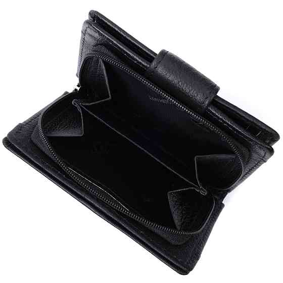 Жіночий гаманець з монетницею та блоком для пропусків із натуральної шкіри ST Leather 22713 Чорний Київ