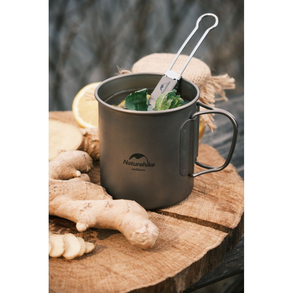 Ложко-вилка титановая складная Naturehike NH19C001-J серая с мешочком Киев - изображение 10