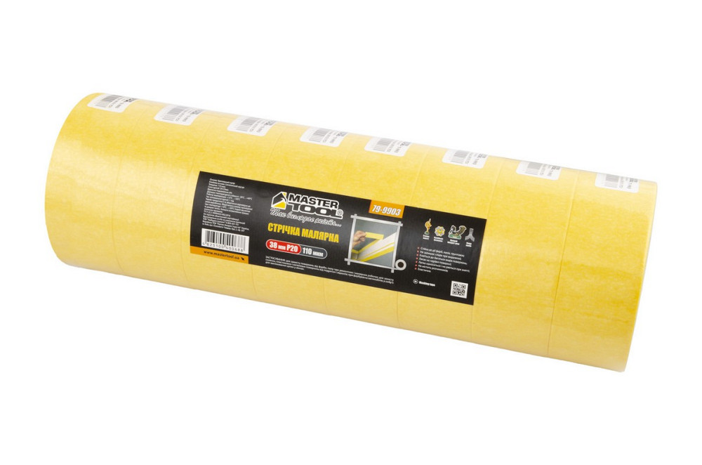 Стрічка малярна універсальна MASTERTOOL GripBond Easy 38 мм×15 м жовта 79-9903 Коломия - фото 3