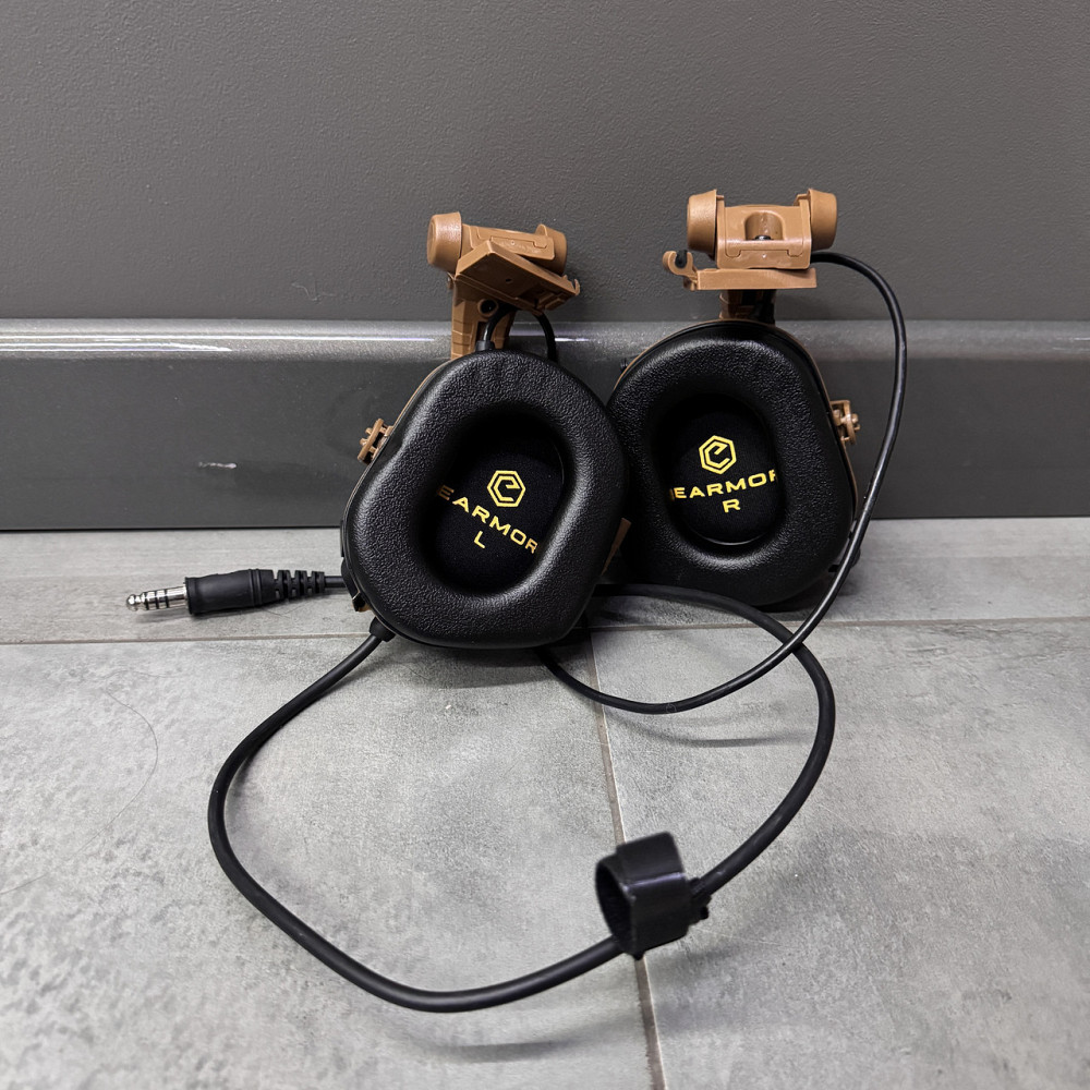 Наушники тактические Earmor M32X MOD4, активные, с креплением на шлем и оголовьем, цвет Койот (коричневый) Solmir Киев - изображение 2