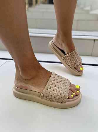 Seben Модні шльопанці жіночі еко-шкіра бежеві на низькому ходу літні Seben T115-3 р. 36, 38, 39 Коломыя