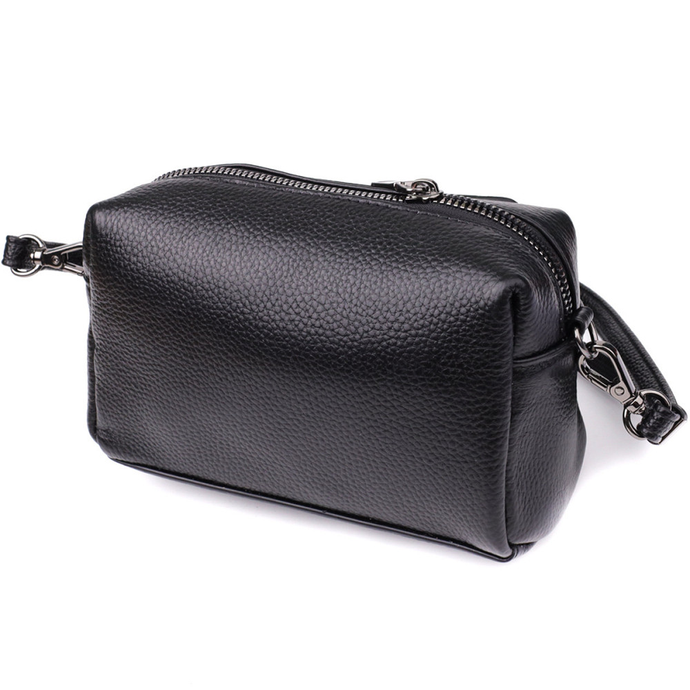 Модна жіноча сумка з натуральної шкіри з актуальним декором Vintage 22922 Чорний Київ - фото 2