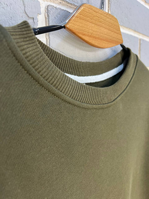 Свитшот женский DAVRAS 6000 оверсайз удлиненный надпись на спине PLEASED утепленный на флисе one size, зеленый, one size Киев - изображение 16