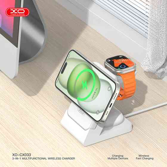 Бездротовий зарядний пристрій XO CX033 3в1 Power bank + Watch Charger + Headphone білий Львів