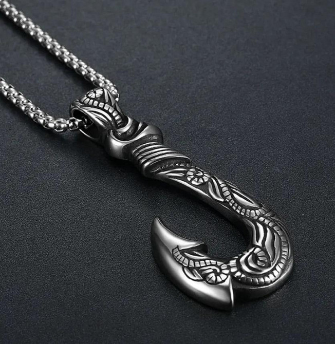 Кулон чоловічий Рибальський Гачок | Підвіска на ланцюжку 60 см, 4.6×1.9 см Київ - фото 1