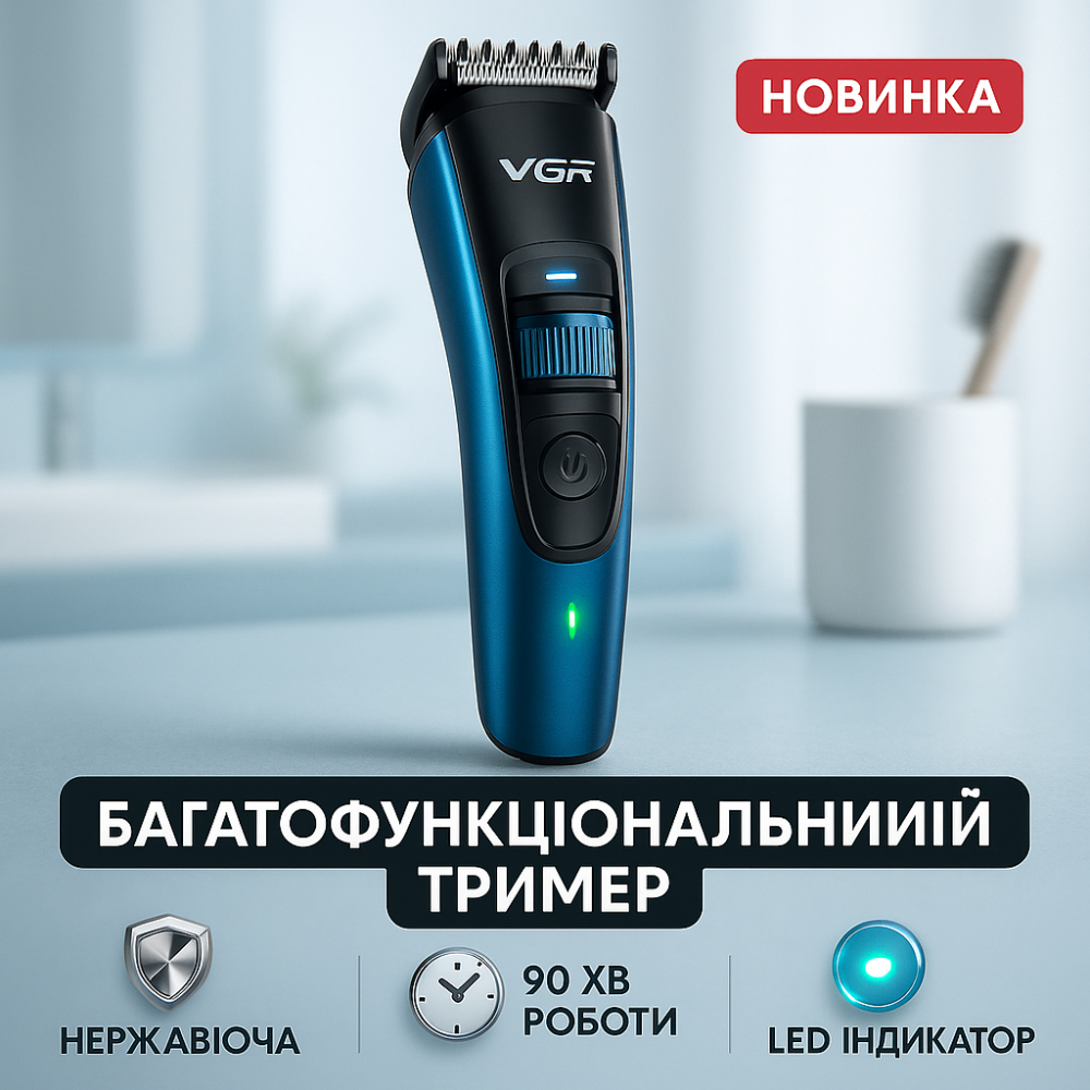 Парикмахерская машинка аккумуляторная профессиональная VGR, Машинка для стрижки головы UQ-89 Львов - изображение 16