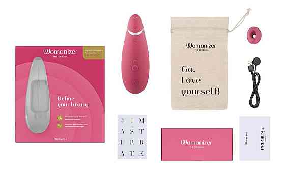 Вакуумный клиторальный стимулятор Womanizer Premium 2 - Raspberry, функции Autopilot и Smart Silence Sex Aura Киев