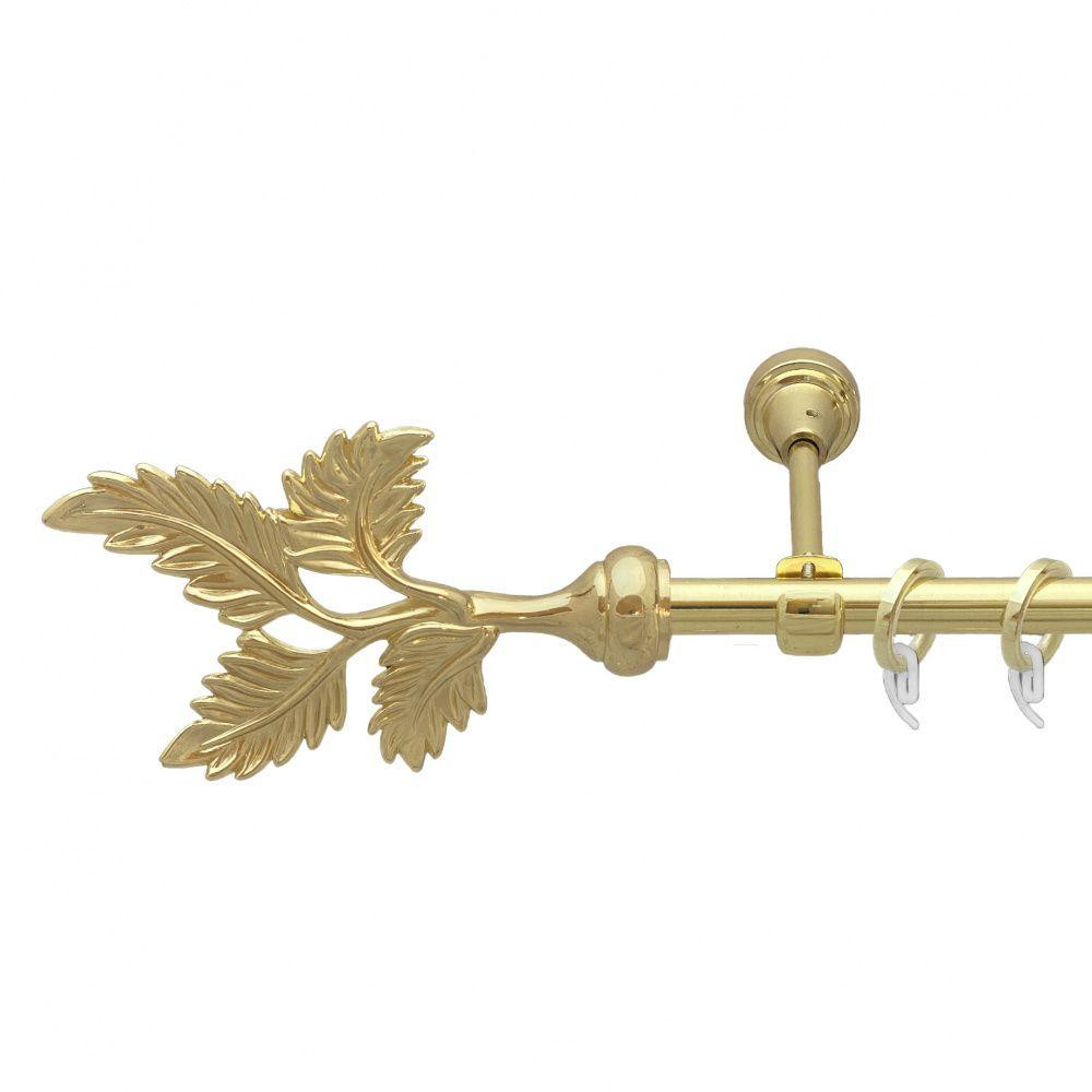 Карниз Orvit Папороть металевий однорядний відкритий гладка труба кільце фасонне металеве  Золото 16 мм 200 см (7751933) Львів - фото 1