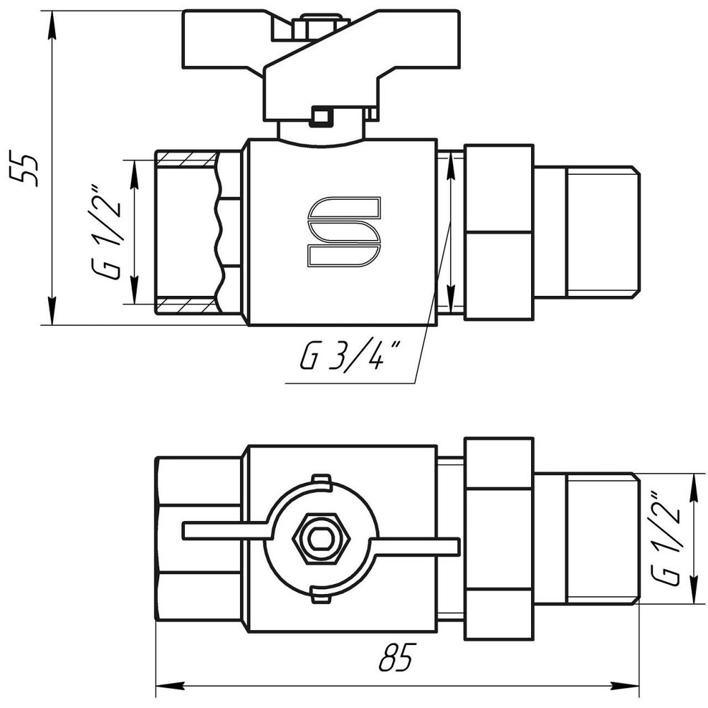 Кран кульовий прямий з американкою SELBA 1/2″ КБ SL1509 (000009623) Київ - фото 3