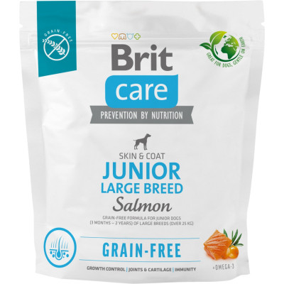 Сухий корм для собак Brit Care Dog Grain-free Junior Large Breed для великих порід з лососем 1 кг (8595602558889) Вінниця - фото 1