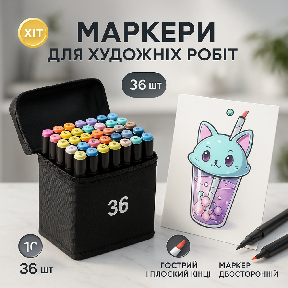 Профессиональные двухсторонние маркеры, Маркеры для художественного творчества для детей JN-67 Львов - изображение 16