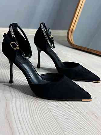 Туфли женские Meideli 50-1 D’Orsay на шпильке с ремешком замшевые со стразами чорные, 36, 23,2 см Киев