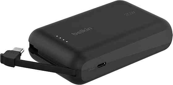 Зовнішній акумулятор Belkin BoostCharge 10000 mAh чорний PD 20W з вбудованим USB‑C кабелем 2 порти LED портативний Київ