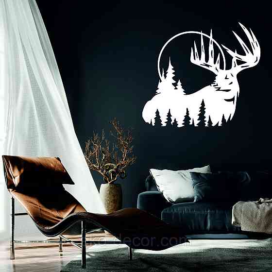 Декоративное настенное Панно «Олень» Декор на стену 50*45 см, Белый Киев