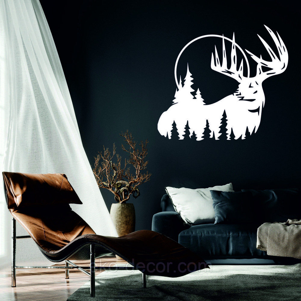 Декоративное настенное Панно «Олень» Декор на стену 50*45 см, Белый Киев - изображение 1