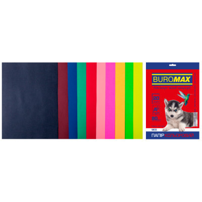 Папір Buromax А4, 80g, DARK+NEON, 10colors, 20sh (BM.2721020-99) Вінниця - фото 1