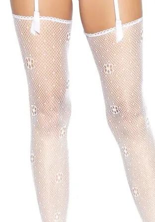 Панчохи Leg Avenue Daisy Dot Fishnet Stockings One Size White Львів