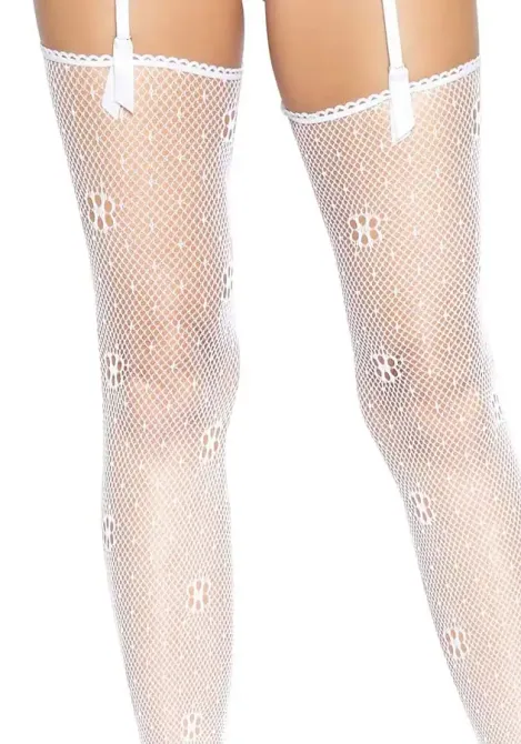 Панчохи Leg Avenue Daisy Dot Fishnet Stockings One Size White Львів - фото 2