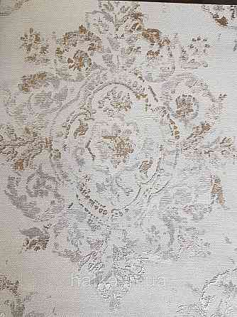 Шпалери вінілові на флізеліні AS creation Garda 1.06Х10.05 класика дамаск вензель сріблясті на світло-сірому Київ
