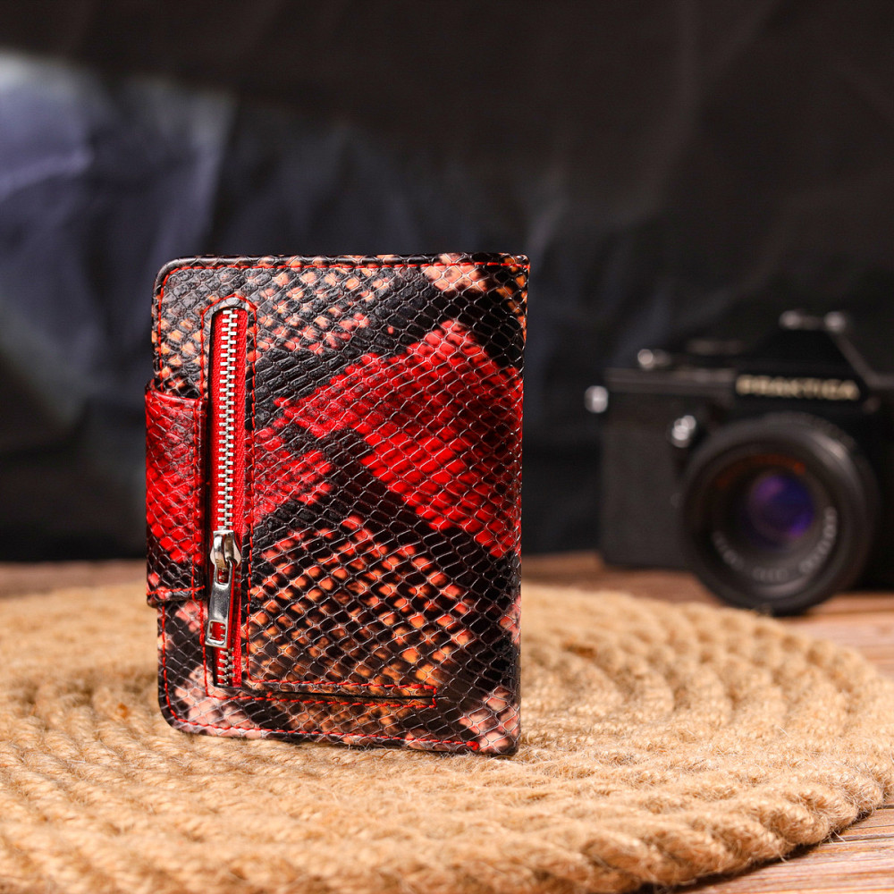 Невеликий жіночий гаманець з натуральної шкіри з тисненням під змію CANPELLINI 21667 Різнокольоровий Київ - фото 8