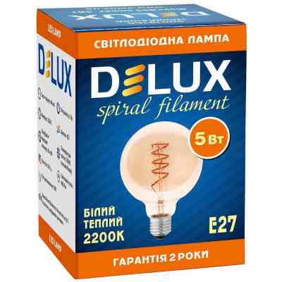 Лампочка Delux Globe G95 5Вт E27 2200К amber spiral filament (90018166) Вінниця