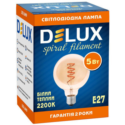 Лампочка Delux Globe G95 5Вт E27 2200К amber spiral filament (90018166) Винница - изображение 3