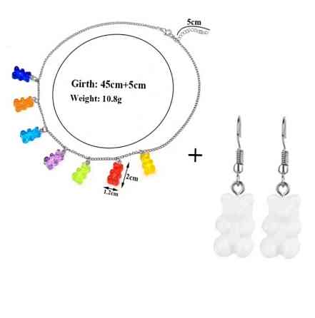 Бижутерия с мишками (набор) - в набор входит сережки белые и ожерелье, материал смола Киев