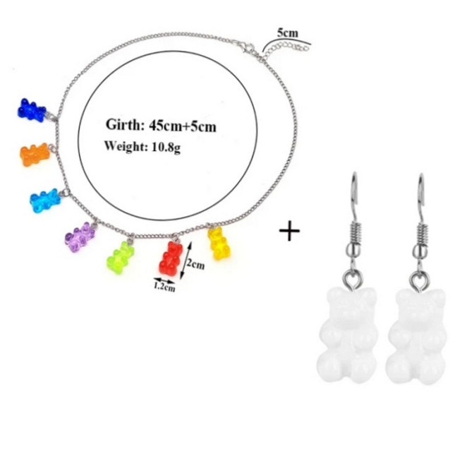 Бижутерия с мишками (набор) - в набор входит сережки белые и ожерелье, материал смола Киев - изображение 1