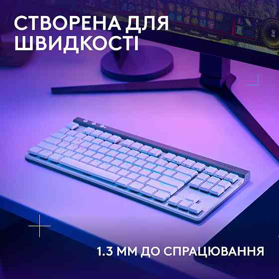 Клавіатура Logitech G515 LIGHTSPEED TKL Wireless Gaming White (920-012539) (6998421) Київ