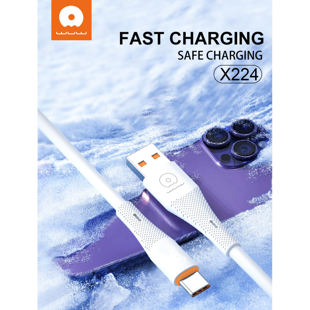 Кабель WUW-X224/TPC USB Type-C 2,4А white Одесса - изображение 3